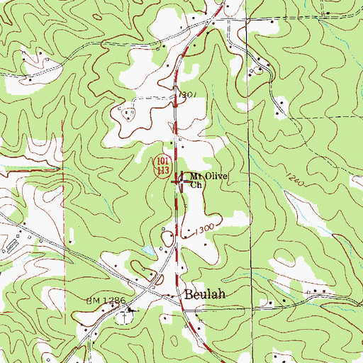 Topographic Map of Mount Olive Church, GA
