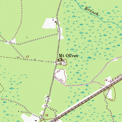 Topographic Map of Mount Olivet Church, GA