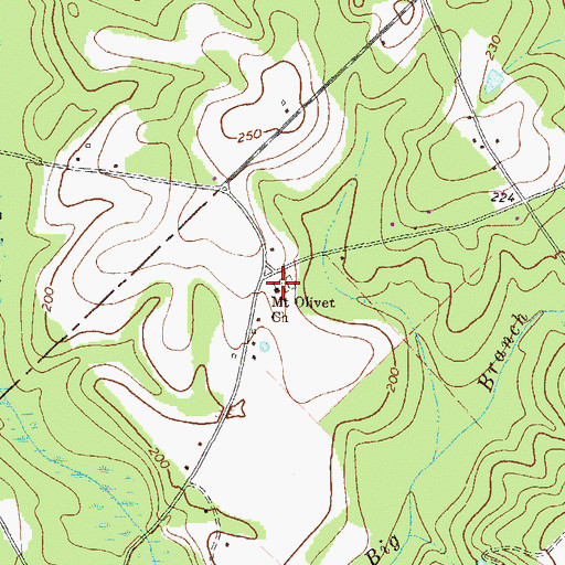 Topographic Map of Mount Olivet Church, GA