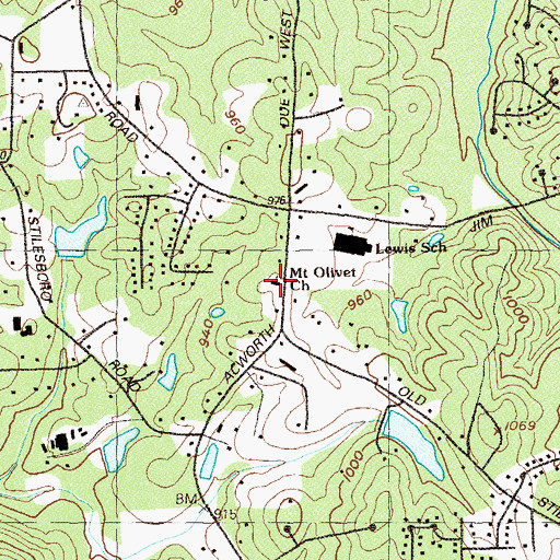 Topographic Map of Mount Olivet Church, GA