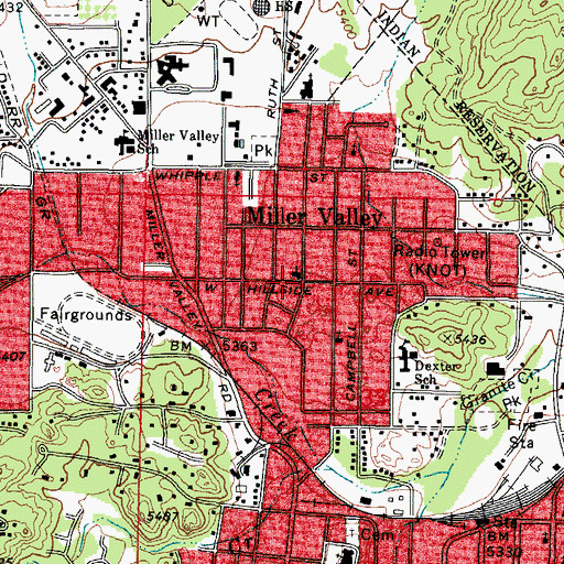 Topographic Map of Miller Valley, AZ