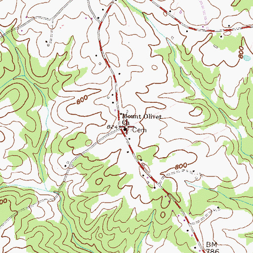 Topographic Map of Mount Olivet Church, GA
