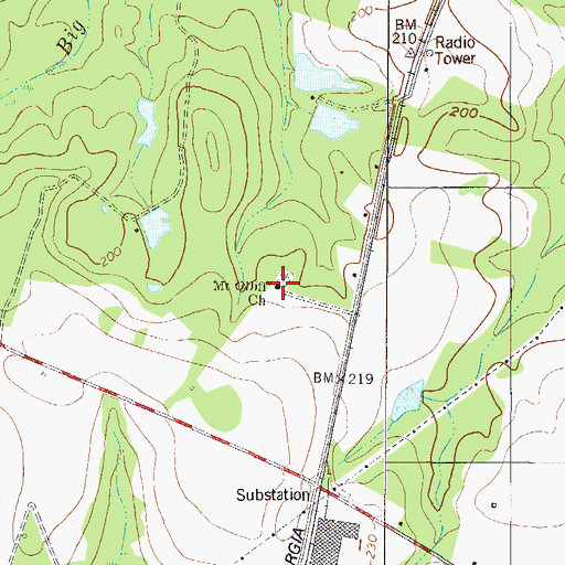 Topographic Map of Mount Olliff Church, GA