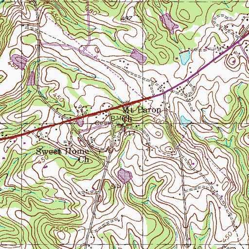 Topographic Map of Mount Paron Church, GA