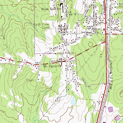 Topographic Map of Mount Perry Church, GA