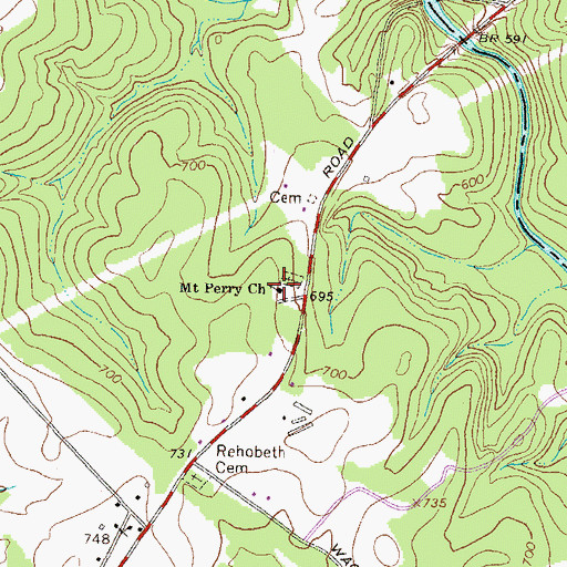 Topographic Map of Mount Perry Baptist Church, GA