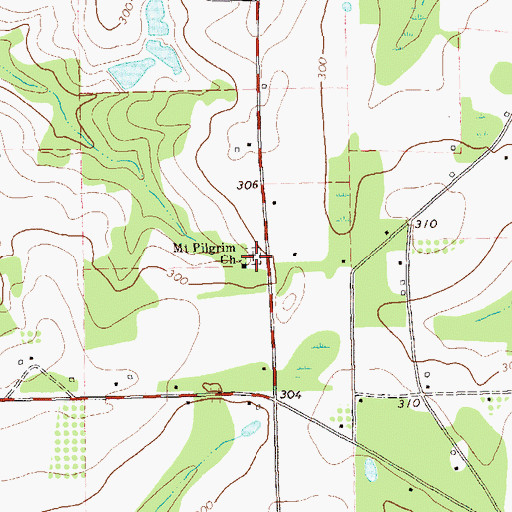 Topographic Map of Mount Pilgrim Church, GA