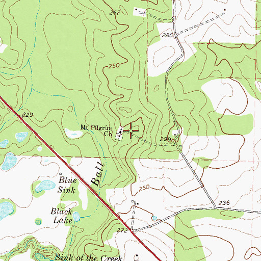 Topographic Map of Mount Pilgrim Church, GA