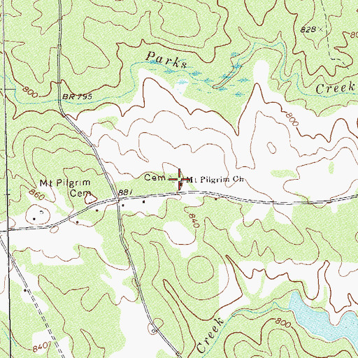 Topographic Map of Mount Pilgrim Church, GA