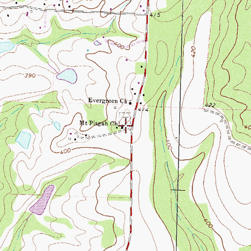 Topographic Map of Mount Pisgah Church, GA