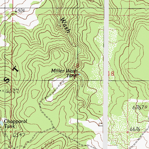 Topographic Map of Miller Wash Tank, AZ