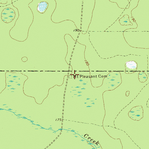 Topographic Map of Mount Pleasant Cemetery, GA