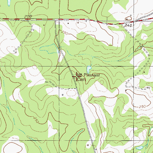 Topographic Map of Mount Pleasant Cemetery, GA