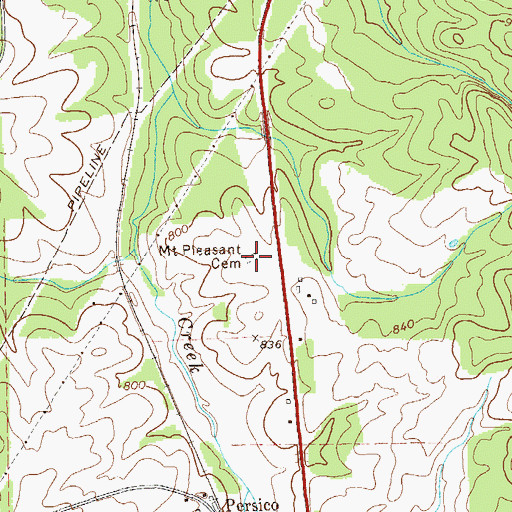 Topographic Map of Mount Pleasant Cemetery, GA