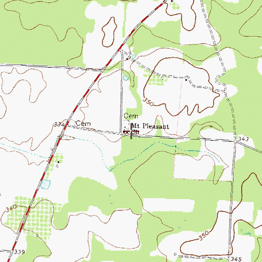 Topographic Map of Mount Pleasant Baptist Church, GA