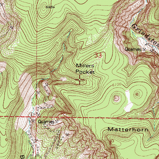 Topographic Map of Millers Pocket, AZ