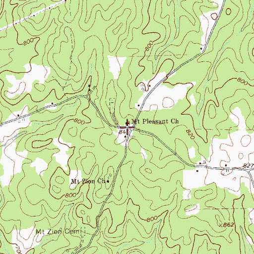 Topographic Map of Mount Pleasant Baptist Church, GA