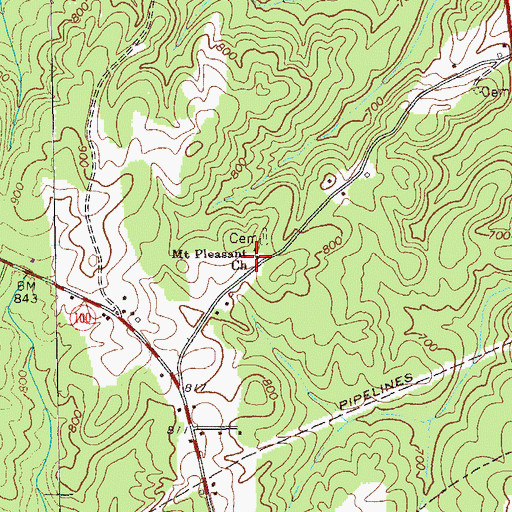 Topographic Map of Mount Pleasant Church, GA