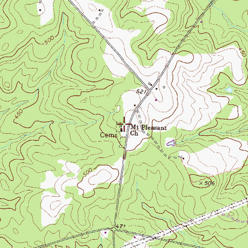 Topographic Map of Mount Pleasant Church, GA