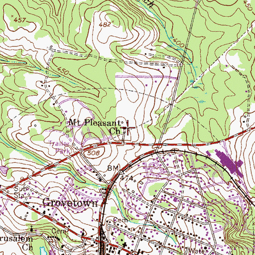 Topographic Map of Mount Pleasant Church, GA