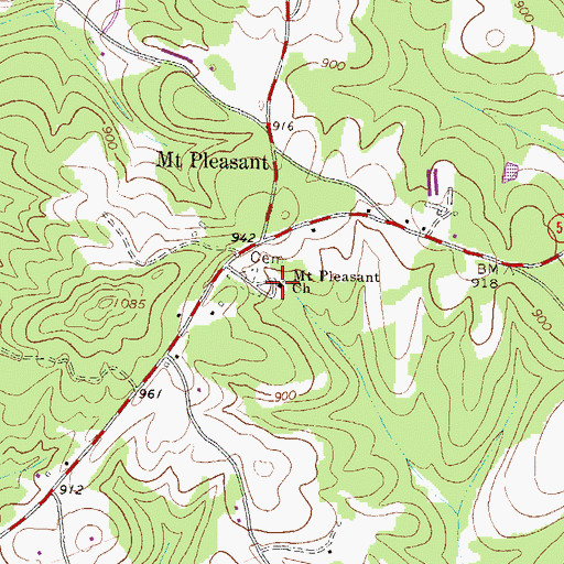 Topographic Map of Mount Pleasant Church, GA