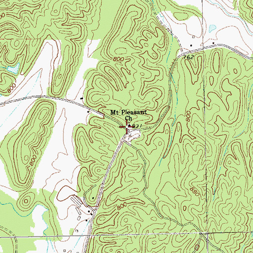 Topographic Map of Mount Pleasant Church, GA