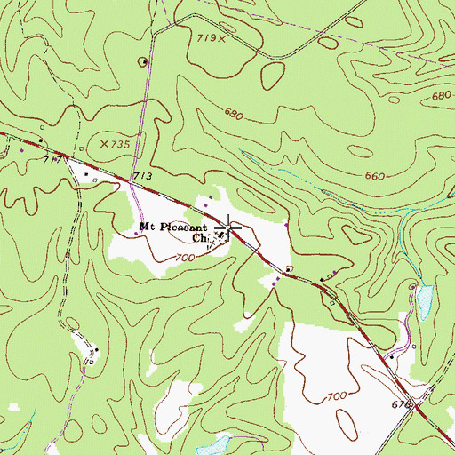 Topographic Map of Mount Pleasant Church, GA
