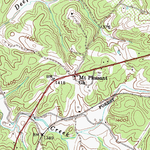 Topographic Map of Mount Pleasant Church, GA