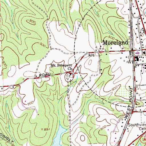 Topographic Map of Mount Prospect Baptist Church, GA