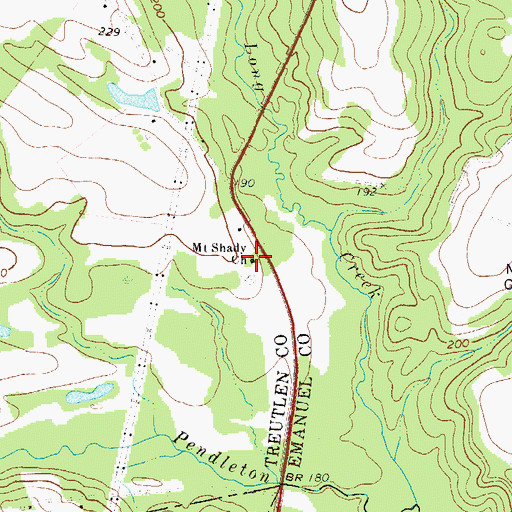 Topographic Map of Mount Shady Church, GA