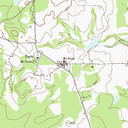 Topographic Map of Mount Sinai Church, GA