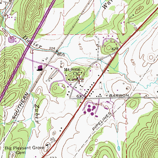 Topographic Map of Mount Sinai Church, GA