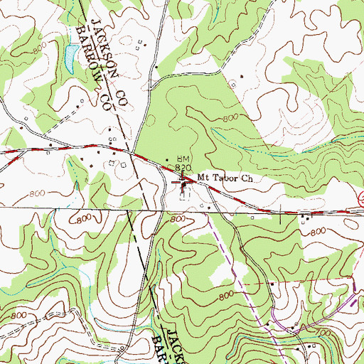 Topographic Map of Mount Tabor Church, GA