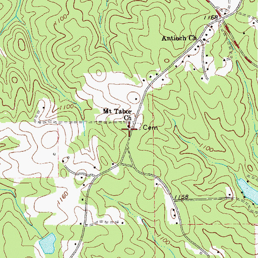 Topographic Map of Mount Tabor Church, GA