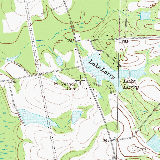 Topographic Map of Mount Vernon Cemetery, GA