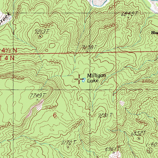 Topographic Map of Milligan Lake, AZ
