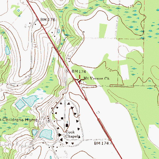 Topographic Map of Mount Vernon Baptist Church, GA