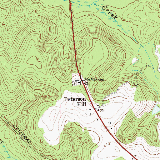 Topographic Map of Mount Vernon Church, GA