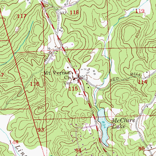 Topographic Map of Mount Vernon Church, GA