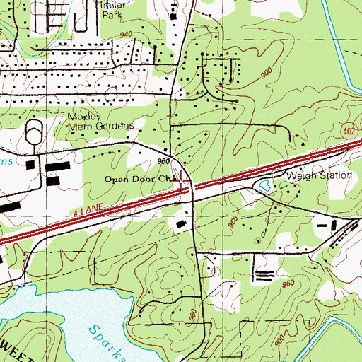 Topographic Map of Open Door Church, GA