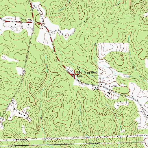 Topographic Map of Mount Vernon Church, GA