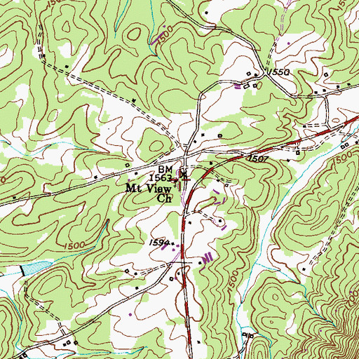 Topographic Map of Mount View Church, GA
