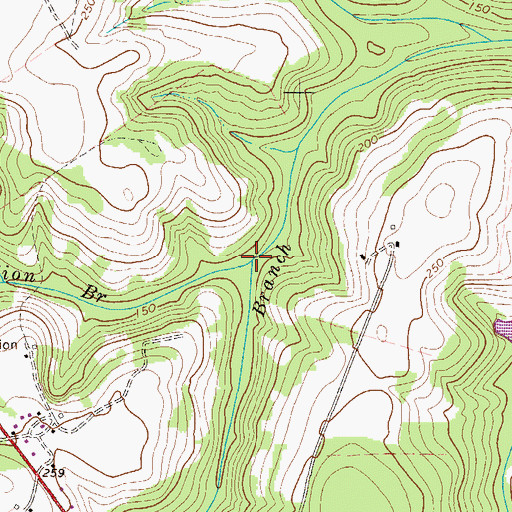 Topographic Map of Mount Zion Branch, GA