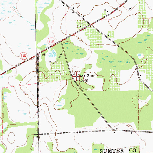 Topographic Map of Mount Zion Cemetery, GA