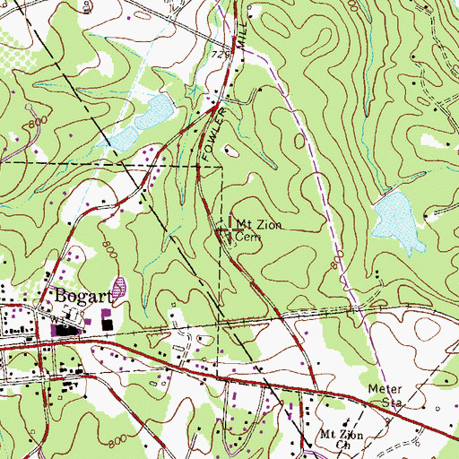 Topographic Map of Mount Zion Cemetery, GA