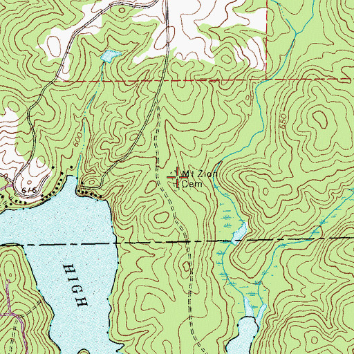 Topographic Map of Mount Zion Cemetery, GA