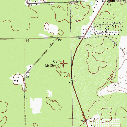 Topographic Map of Mount Zion Church, GA