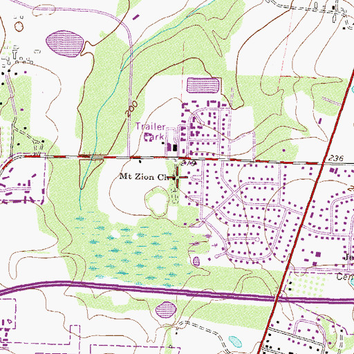 Topographic Map of Mount Zion Church, GA
