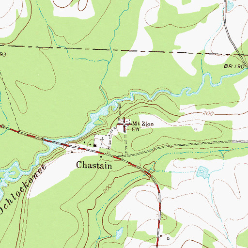 Topographic Map of Mount Zion Church, GA