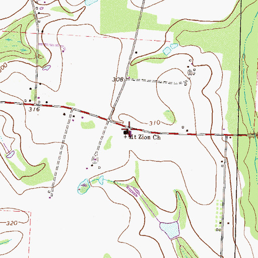 Topographic Map of Mount Zion Church, GA